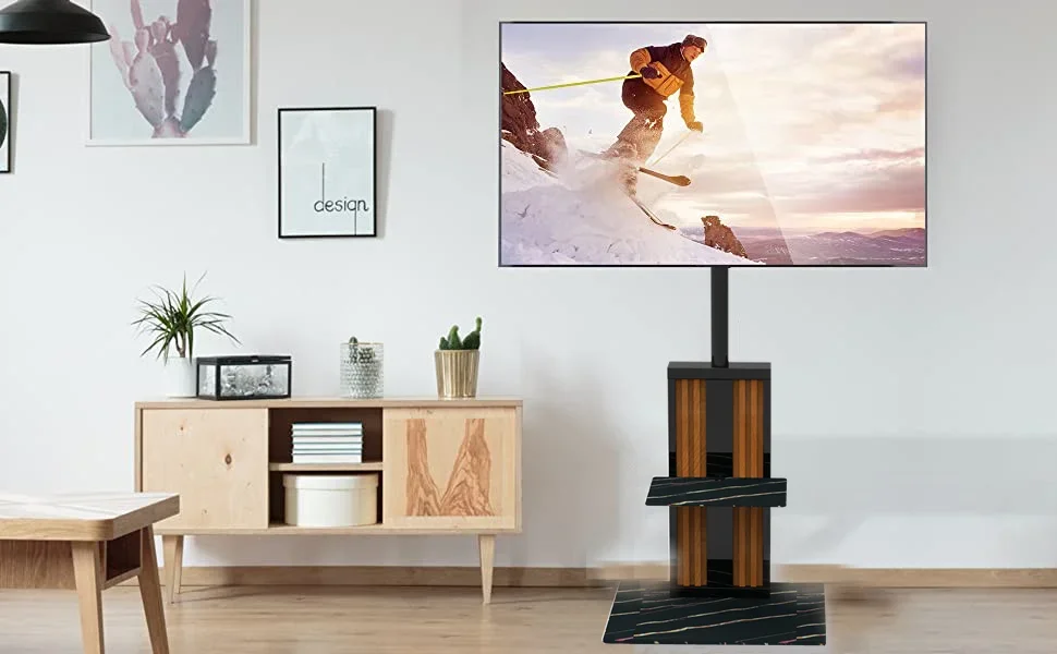 Jiesheng-Suporte de TV Flutuante com LED De Madeira, 65 "Vidro Temperado, Mármore Preto, 600*400mm, Moderno, Mais Vendido