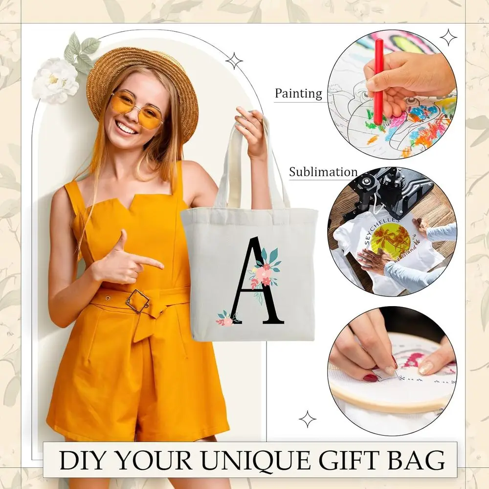 48 pacotes de mini sacolas de lona bege, 8 x 4 x 10 polegadas, espaços em branco de sublimação para artesanato de Natal, faça você mesmo e lembrancinhas de festa