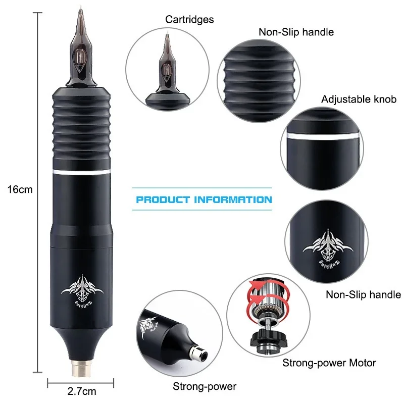 Máquina de fuente de alimentación inalámbrica para tatuaje, Kit completo de bolígrafo para micropigmentación de cejas, mirilla Yd y juego para principiantes, Led, Android