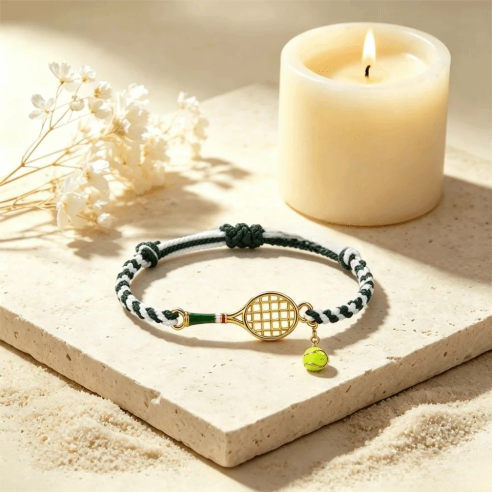 Adjustable Tennis Racket Bracelet Lightweight Design Vintage Style Handwoven Bracelet Handwoven Copper Material Couple Bracelet