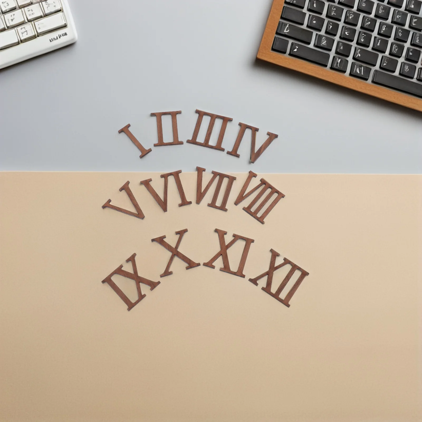 

12 Pcs Wall Clock Simple Numerals Shapes DIY Parts Wooden Numbers Personality Numerics Brown