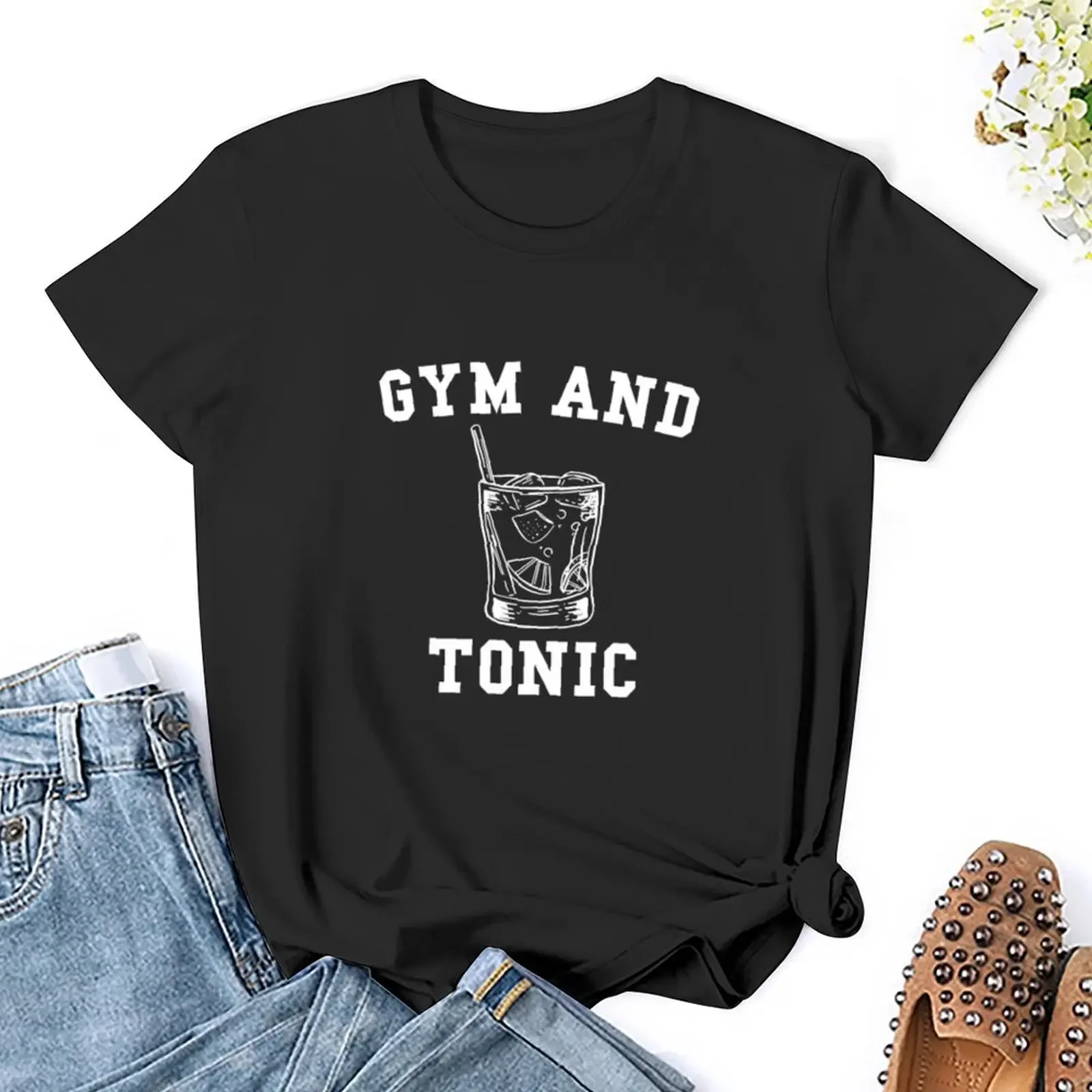 Gym and Tonic T-Shirt Aesthetic clothing animal prinfor customs design your own female Summer Women's clothing