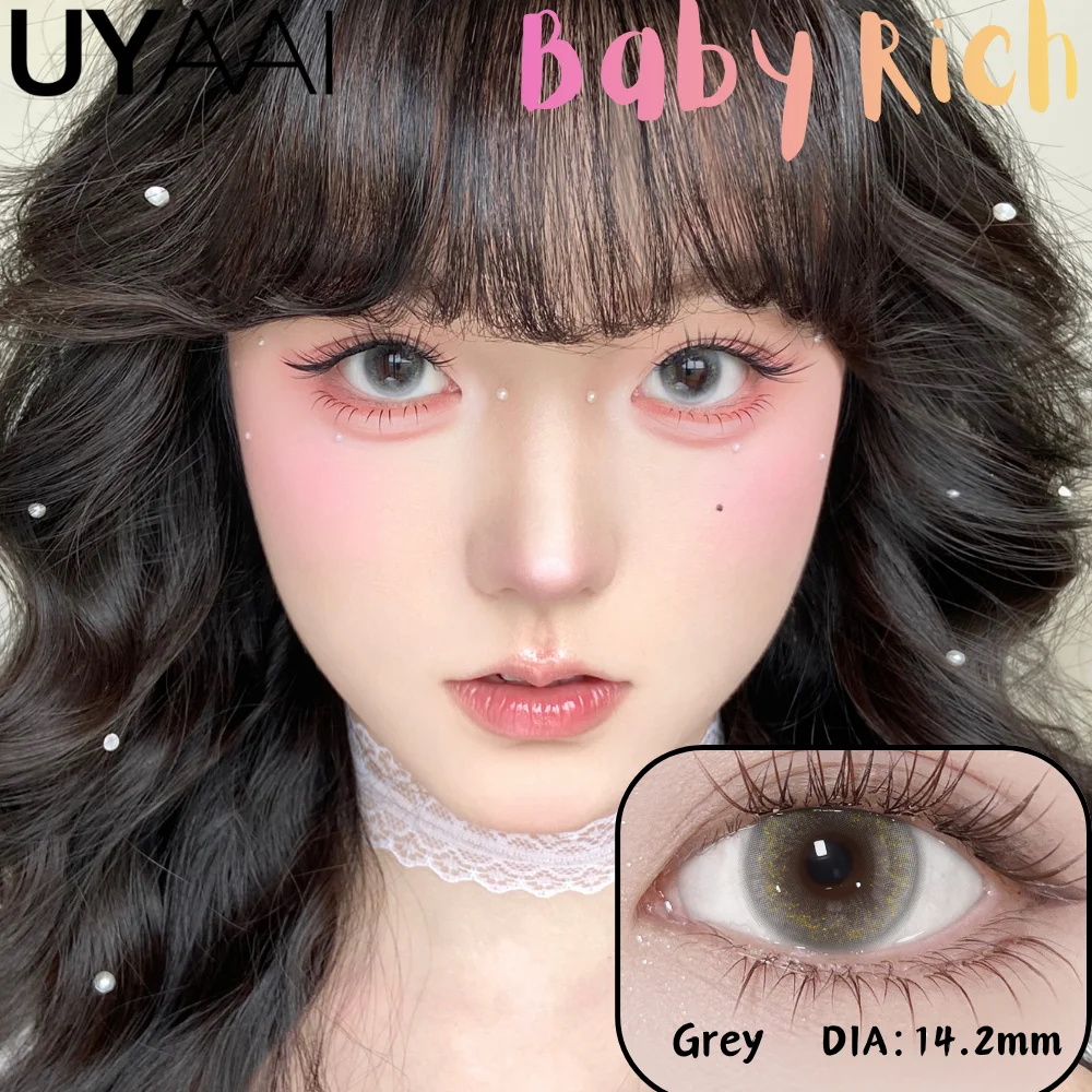 UYAAI Sugar Pop & Baby Rich Nueva lente de contacto Bionic Natural Color pupila lente verde maquillaje belleza alumnos de colores contacto gris