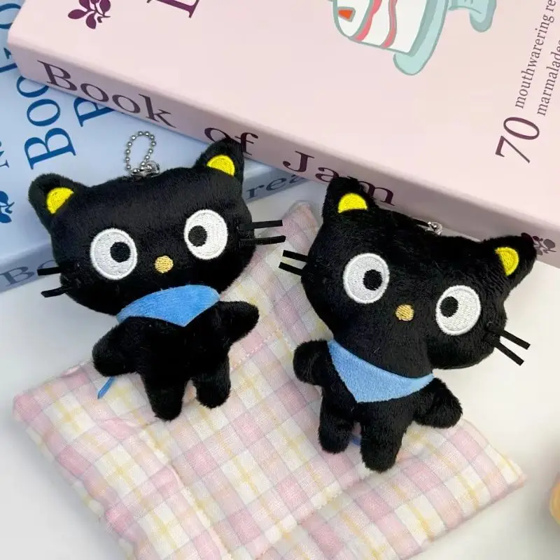 Chococat Plush Keychain Kawaii Black Cat Soft Bag Charm Cute Backpack Purse Key Holder for Girls Women Cute Anime Toy Gift