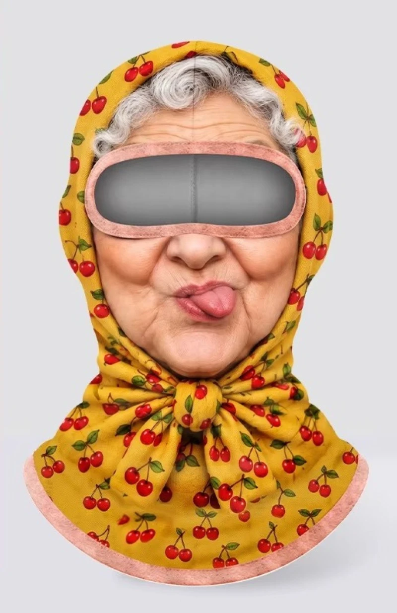 面白いおばあちゃん柄のバラクラバ。顔全体を覆う、防風性のある - Motorcycle Neck Gaiter Balaclava のレビューと価格