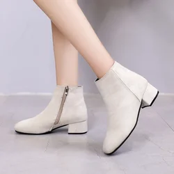 Women's Winter Boots 2024 New Suede Dress Women Warm Boots Fashion Mid-Heel Wool Warm Women's Ankle Boots