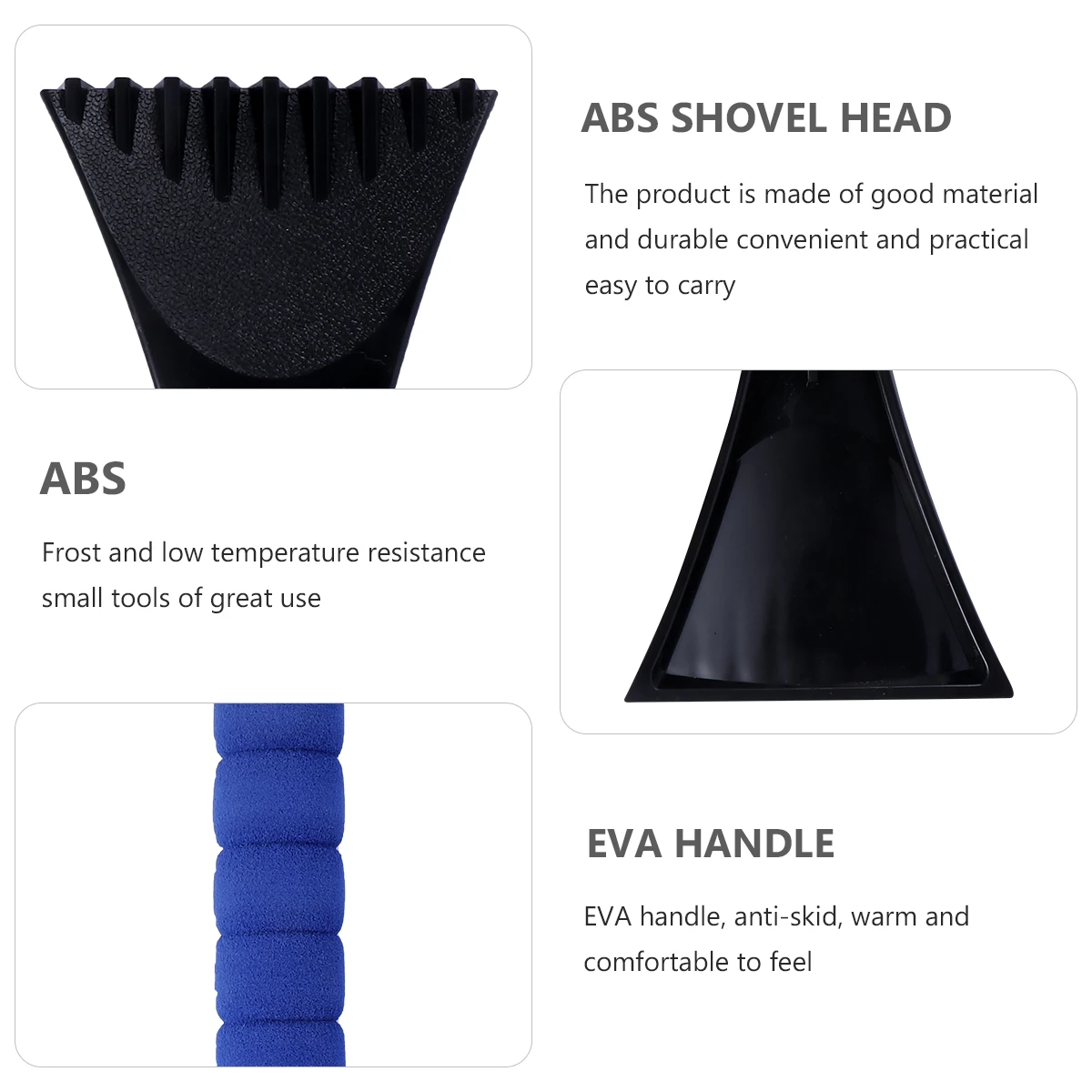 

2pcs Car Winter Shovel Durable Abs Head Easy Carry Ice Removing Tool Snow Clean Shovel For Vehicle Ice Snow Removal Products