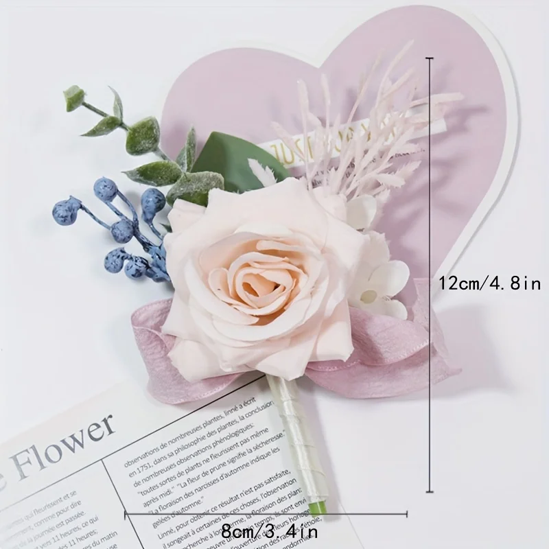Artificial Flower Corsage And Boutonniere, Bride Shower Prom Formal Dinner Party Anniversary Accessories, Wedding Flower