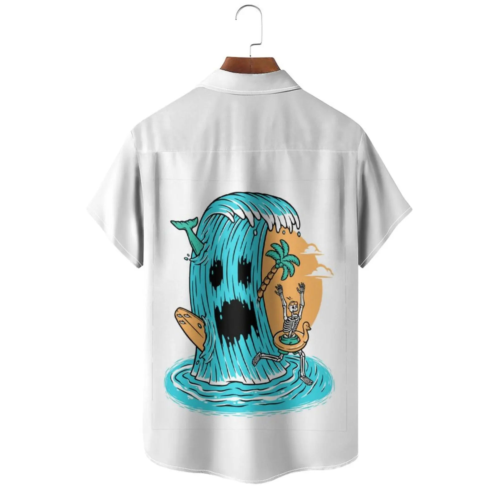 2024 summer fashioin shirt men/women Skeleton Surfing Hawaiian  Surfer Horror Pumpkin  Shirt wear comfortable