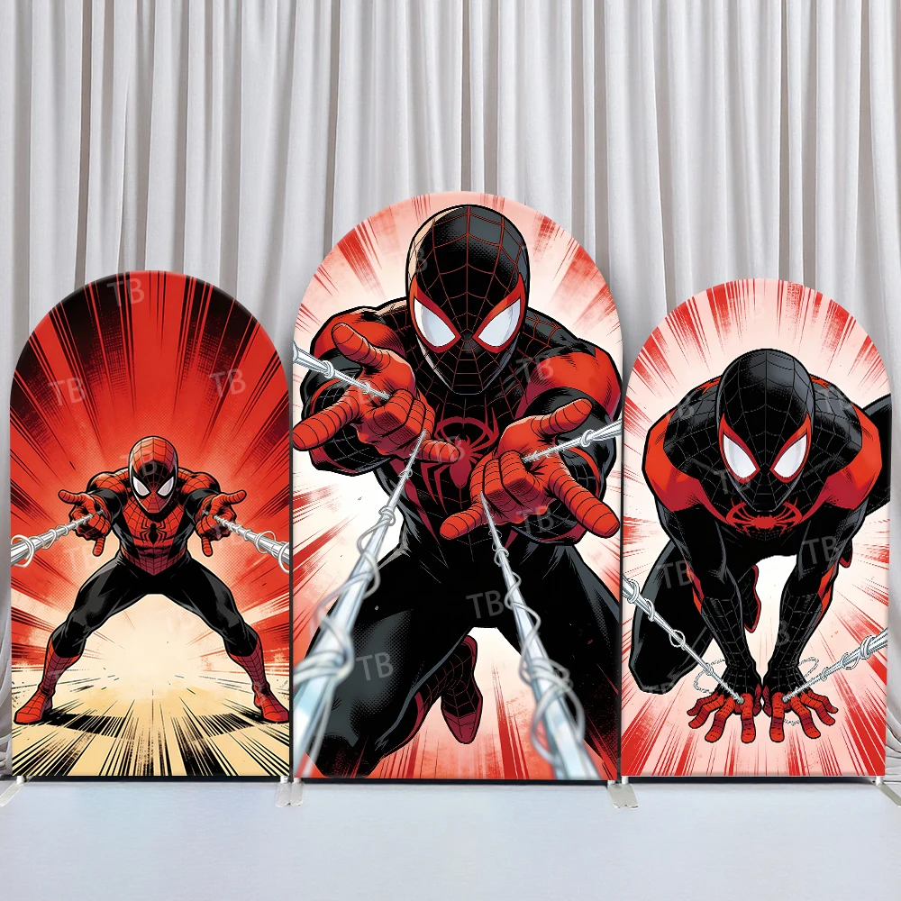

Marvel Spider-Man Miles Morales Action Arch Backdrop Cover Comic Festive Scene For Kids Birthday Baby Shower Photo Booth Decor