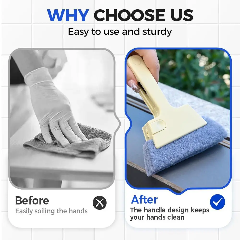 Upgraded 4 in 1 Window Track Cleaners Multi-Purpose Deep Cleaning Cleaning Brush Professional Wall Cleaner Mop Home Cleaning