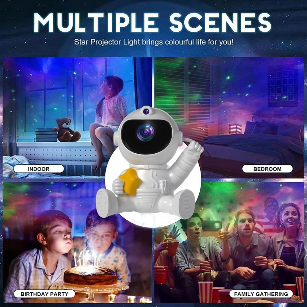 Astronaut Galaxy Projector Night Light Starry Sky Projector Lamp White Spaceman Holding Star Projectors for Bedroom Living Room