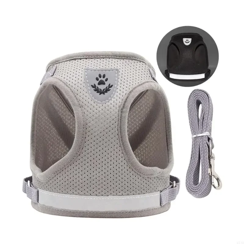 Reflective Dog Harness Breathable Net Vest with Rope For Small Dog Secure Design Pet Outdoor Walking Gear M4YD