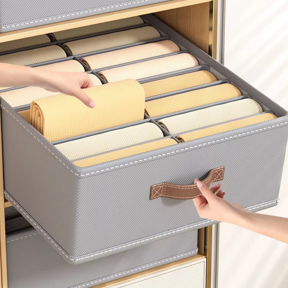 Wardrobe Pants Jeans Storage Box 14/16Grids Closets Clothes Underwear Organizer Box Foldable Organization System for Cupboard