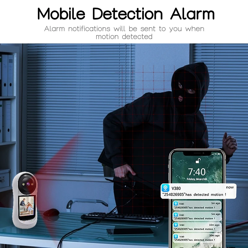 2,8-дюймовый Wi-Fi Vedio Радионяня 8-мегапиксельная IP-камера наблюдения IPS-экран Обнаружение звука HD Умный дом PTZ-камера Защита безопасности