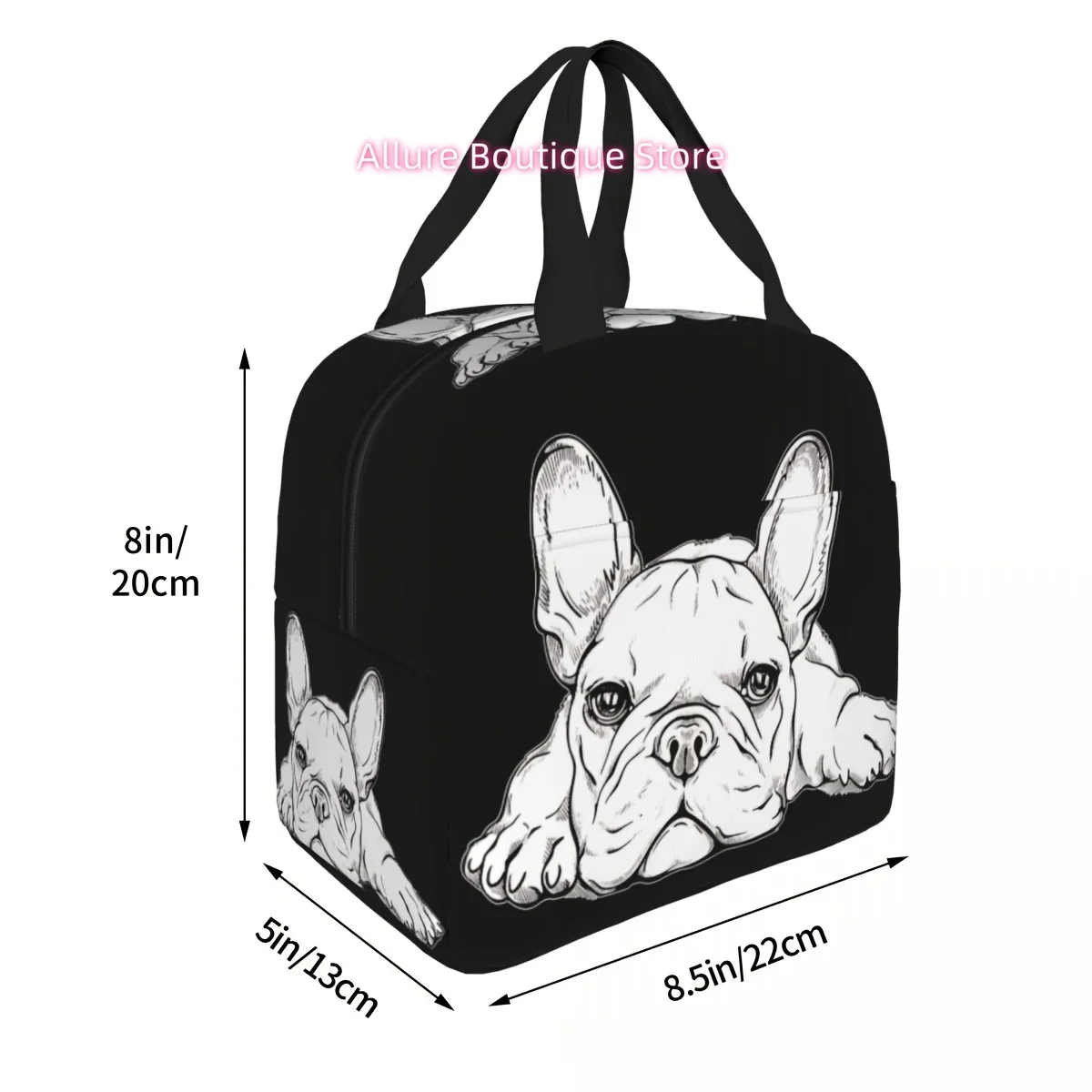 Adorable Lunch Tote Featuring a French Bulldog Design - a Reusable Insulated Bag Made from Durable Oxford Fabric, Easy to Clean