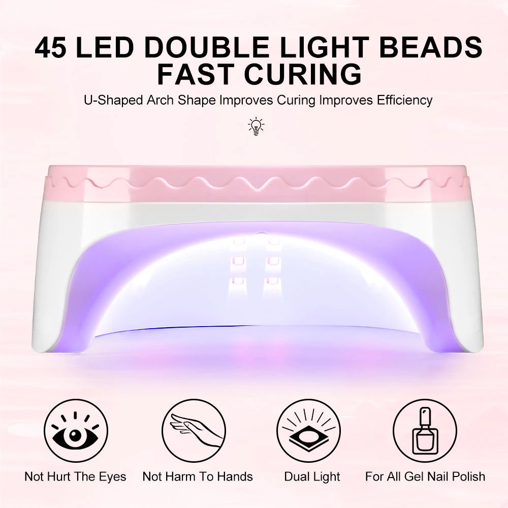 45 LEDS UV/LED เล็บโคมไฟ 4 การตั้งค่าจับเวลาจอแสดงผล LCD เซ็นเซอร์อัตโนมัติเล็บ Light เล็บเครื่องมือ Salon สําหรับเจลอะคริลิค
