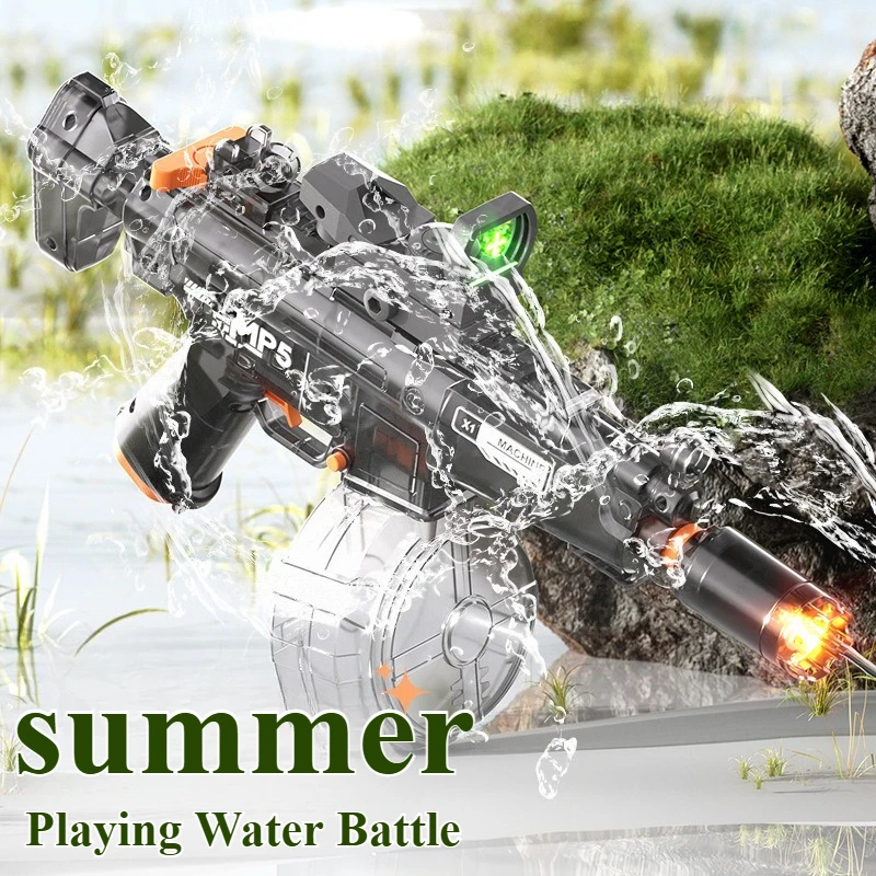 Pistolet à eau électrique M416 avec silencieux Flash, jouet de tir entièrement automatique, bataille d'eau en plein air pour la plage, cadeaux pour enfants et adultes