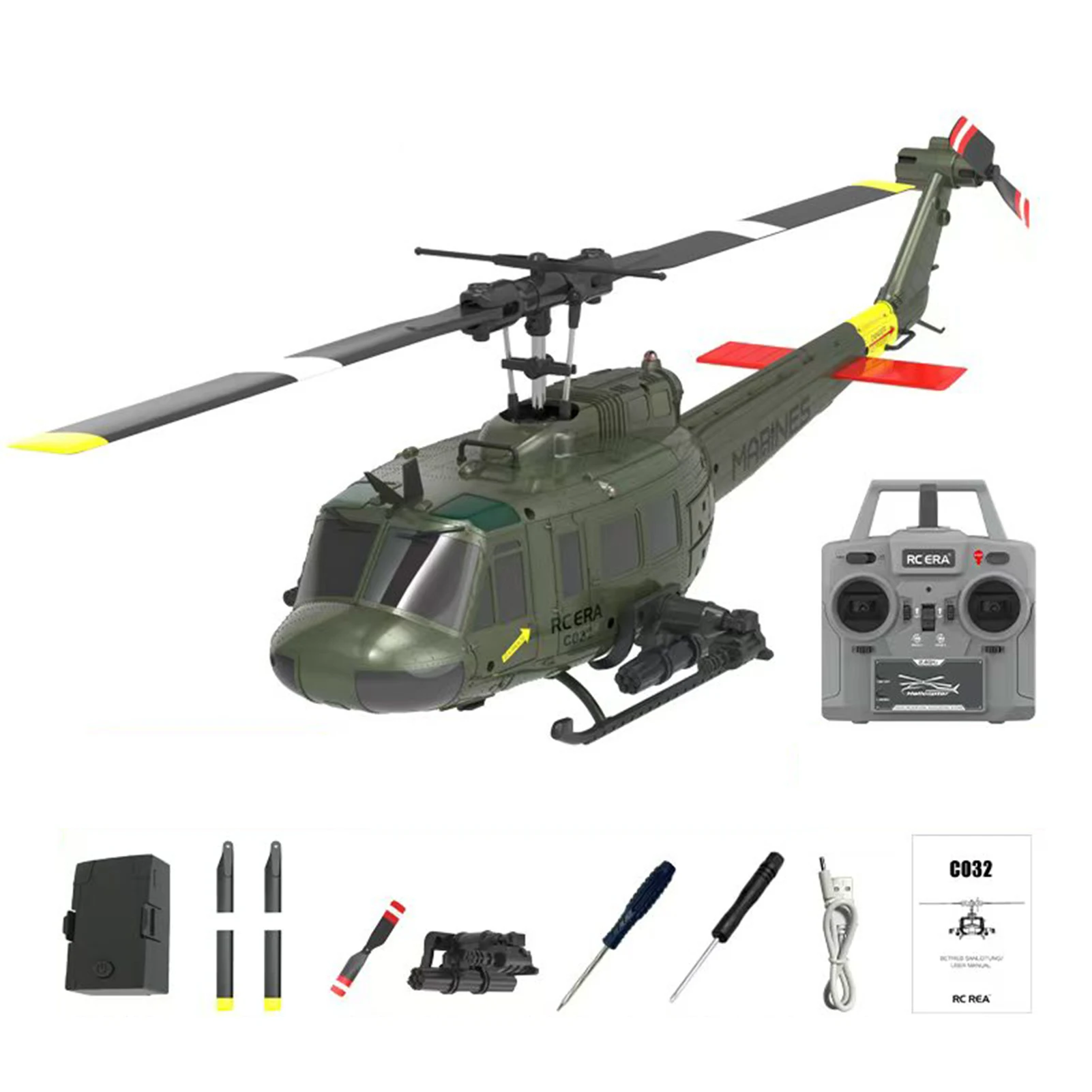 RC ERA C032 UH-1 RTF RC เฮลิคอปเตอร์ Brushless 6 แกน Gyroscope One Click 3D Flip UH1 Optical Flow ตําแหน่งเฮลิคอปเตอร์ของเล่น