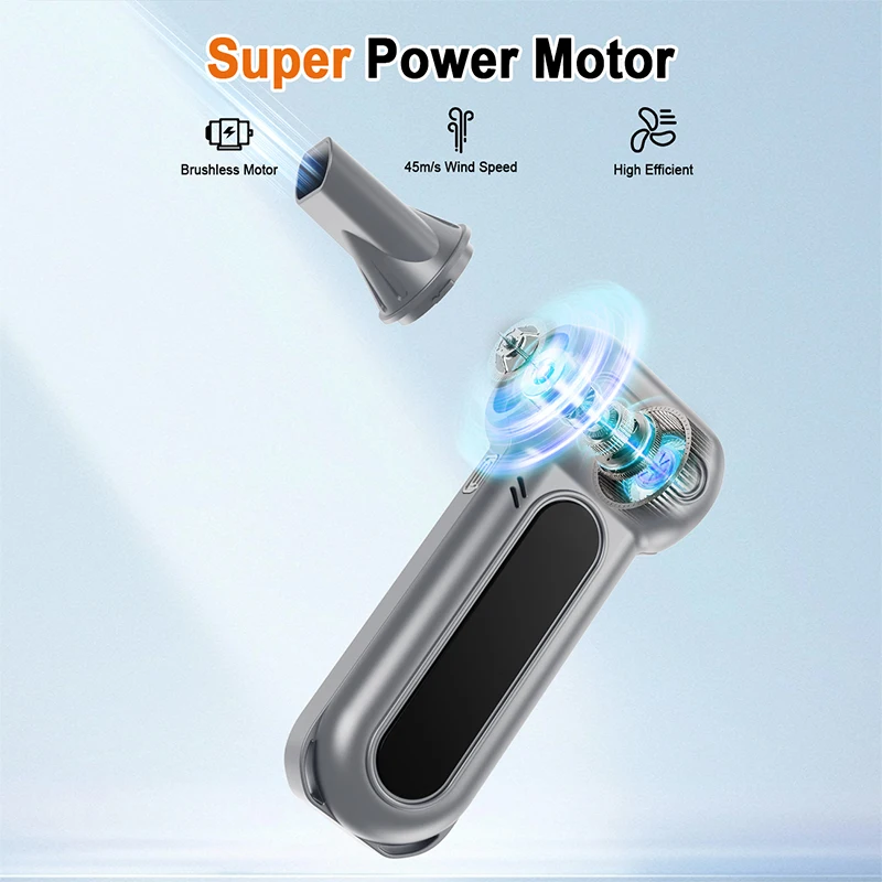 مروحة توربو - مروحة نفاثة عالية الطاقة - محرك بدون فرش - مكنسة كهربائية ذات سرعة قابلة للتعديل - أداة تنظيف - منفاخ هواء - منفاخ هواء محمول، مناسب لأجهزة الكمبيوتر ولوحات المفاتيح والتخييم والسيارات، أفضل هدية للزوج والأصدقاء