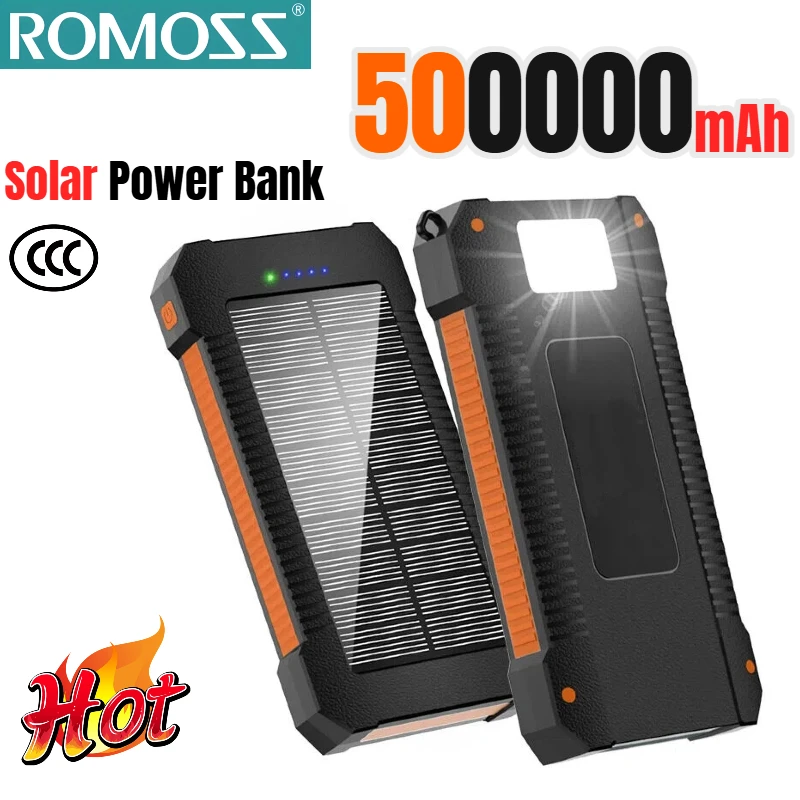 

Портативный внешний аккумулятор ROMOSS 500000 мАч на солнечной энергии с супербыстрой зарядкой, большой емкости, для iPhone, Samsung, Huawei