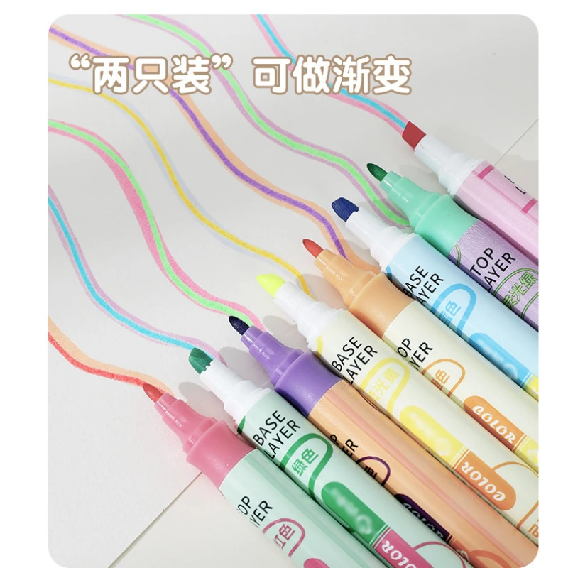 양면 변경 형광펜 세트, 학생 일기 스크랩북 그림 DIY 만들기, 학교 카와이