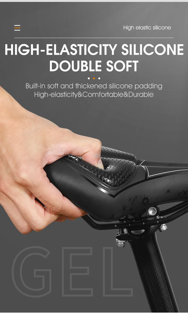 WEST BIKING Fahrradsattel Silikonkissen PU-Leder-Oberfläche Gel-Silika-Füllung Komfortabler Stoßdämpfender MTB Rennrad-Sitz – Detail 9