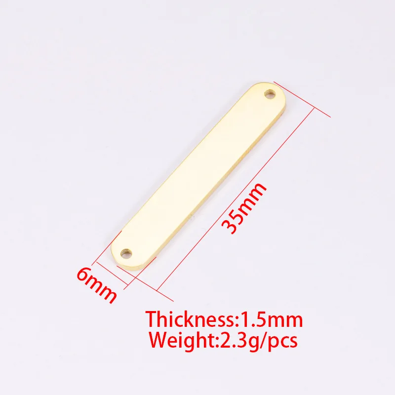 5Pcs/Lot Stainless Steel Mirror Polished Connector Charms Strip Blank Stamping Rectangle Charms For Braid Bracelets