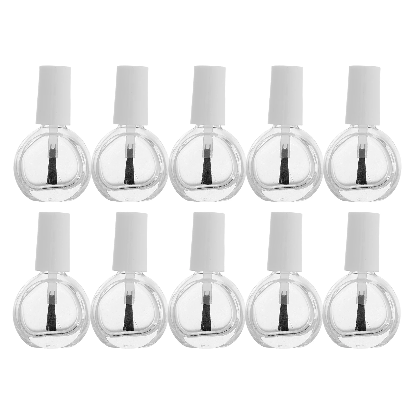 10 قطعة زجاجات طلاء الأظافر الفارغة حاويات زجاجية شفافة قابلة لإعادة الملء مع غطاء فرشاة محمول لمجموعة أدوات تخزين عينات فن الأظافر