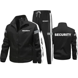 M-6XL New Zip-up Tracksuit (Jacket + Sweatpants) Security Print high quality Outdoor Men's Jacket set Spring Autumn Men's Suit