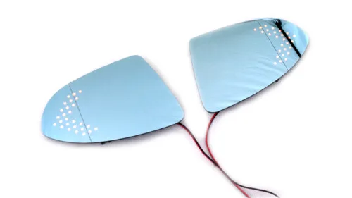

One Pair Tinted Blue Heated Anti Glare Aspherical Side Rearview Mirror Glass With Turn Signal Light for VW Golf MK7