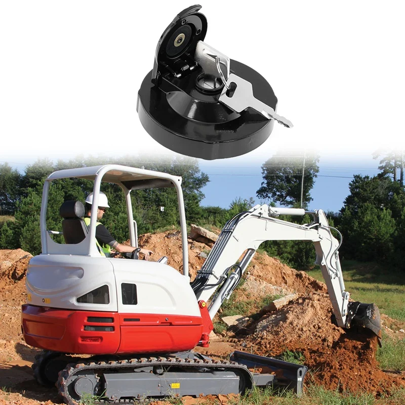 Excavator Fuel Tank Cap with 2 Keys for Takeuchi Excavator Track Loader Excavator Accessories 15521-00500