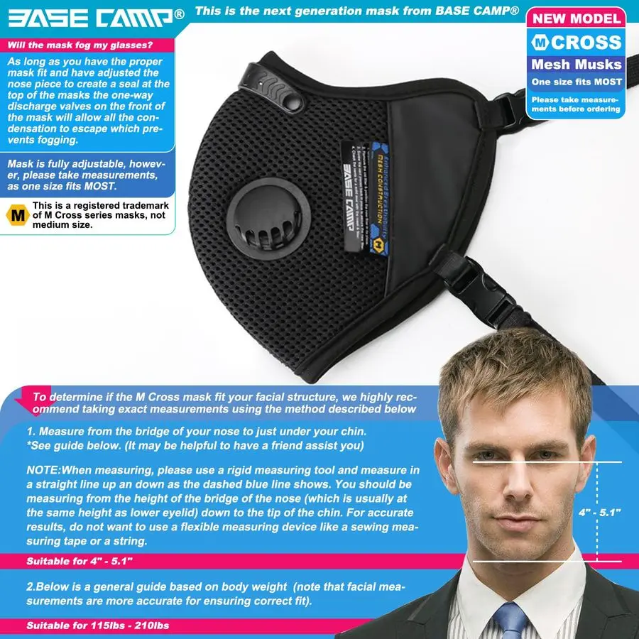 CAMP M Cross Dust Mask, Reusable Breathable Comfortable Safety Face Mask for Work with Extra 6 Activated Carbon Filters