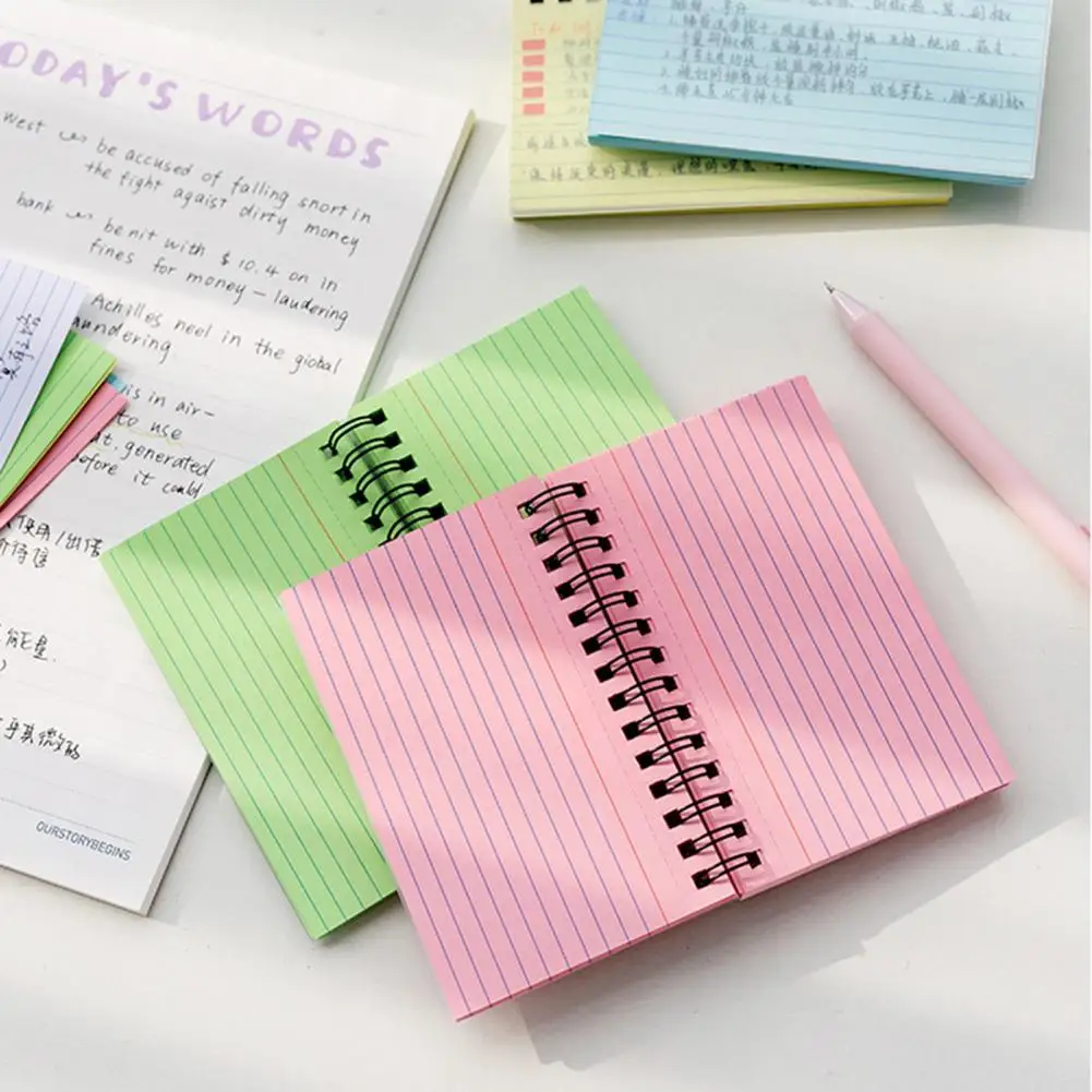 Candy Color Horizontal Line Thickened Coil Book Staff Meeting Index Memo Book School Office Home Memory Learning To-do List