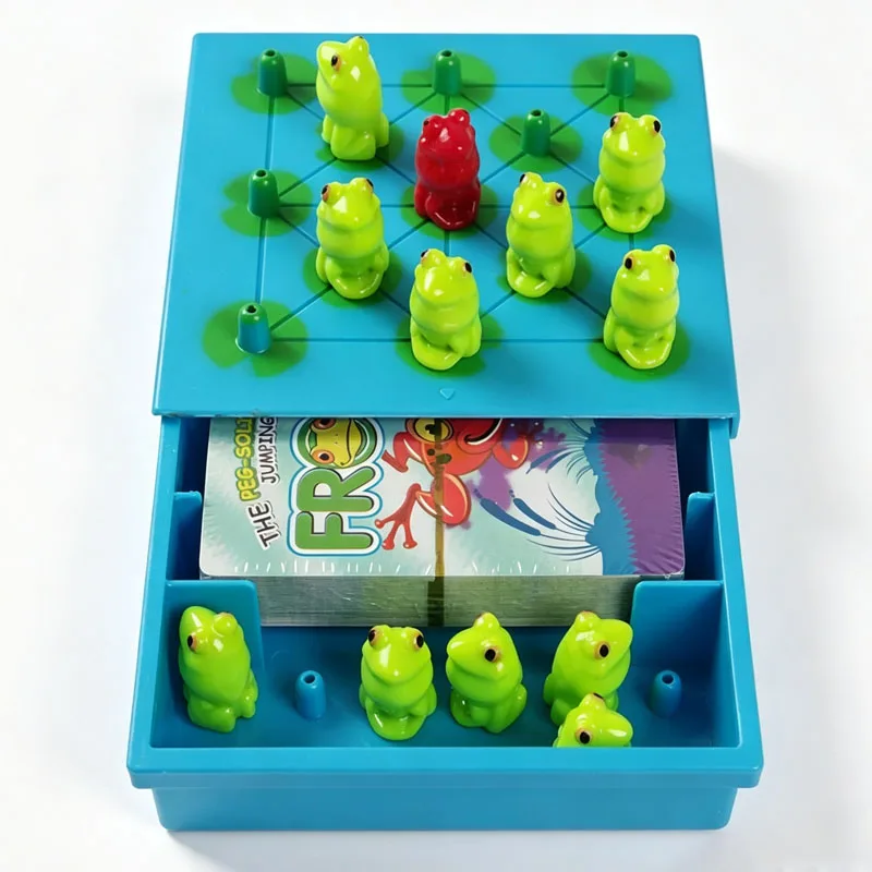 Frog Peg Solitaire Board Game Family Fun For Kids & Adults Strategy Problem-Solving Logical Thinking Brain Teaser Challenges