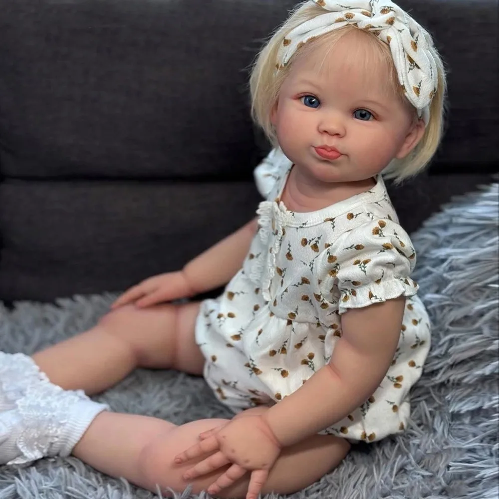 Artist Painted 28inch Reborn Baby Doll Toddler Girl Hand-Rooted Short Hair Gift