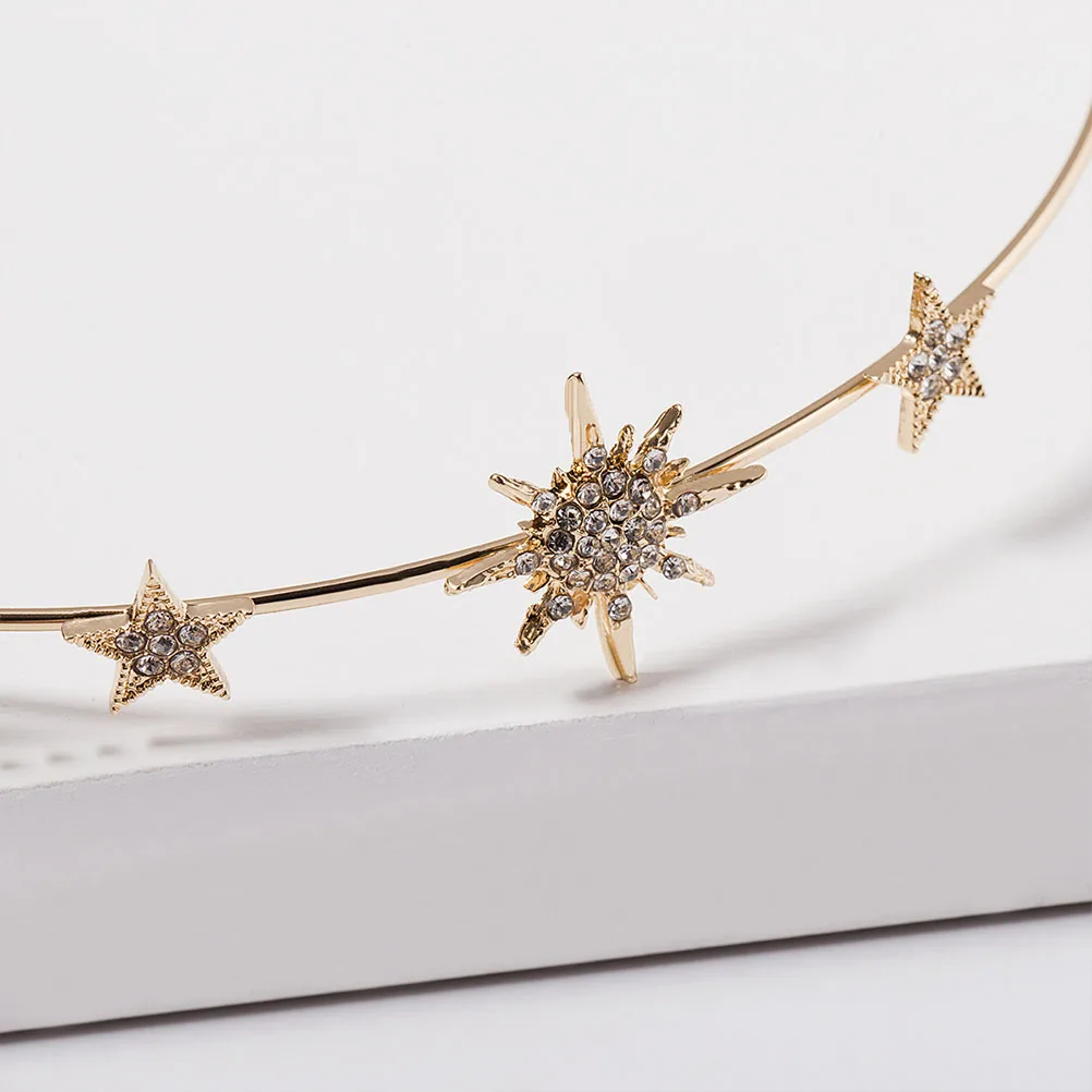 

Аксессуар-корона для женщин, свадебная тиара со стразами, головной убор для свадебной вечеринки, дизайн звезды и луны, шикарный ювелирный подарок, свадебные волосы