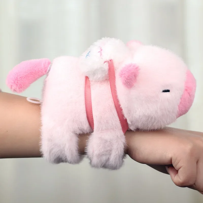 Pink Capybara Doll Slap Ring Bracelet Cartoon Anime Character Wagging Tail Capybara Doll Accessories Children's Kawaii Toy Gift