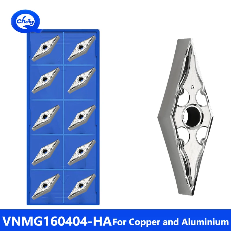 

10 шт. VNMG160402/04/08 Алмазные вставки с ЧПУ, специальные для алюминия, высокая температура 35 ℃ Внешние токарные пластины из сплава, Cuttin с ЧПУ