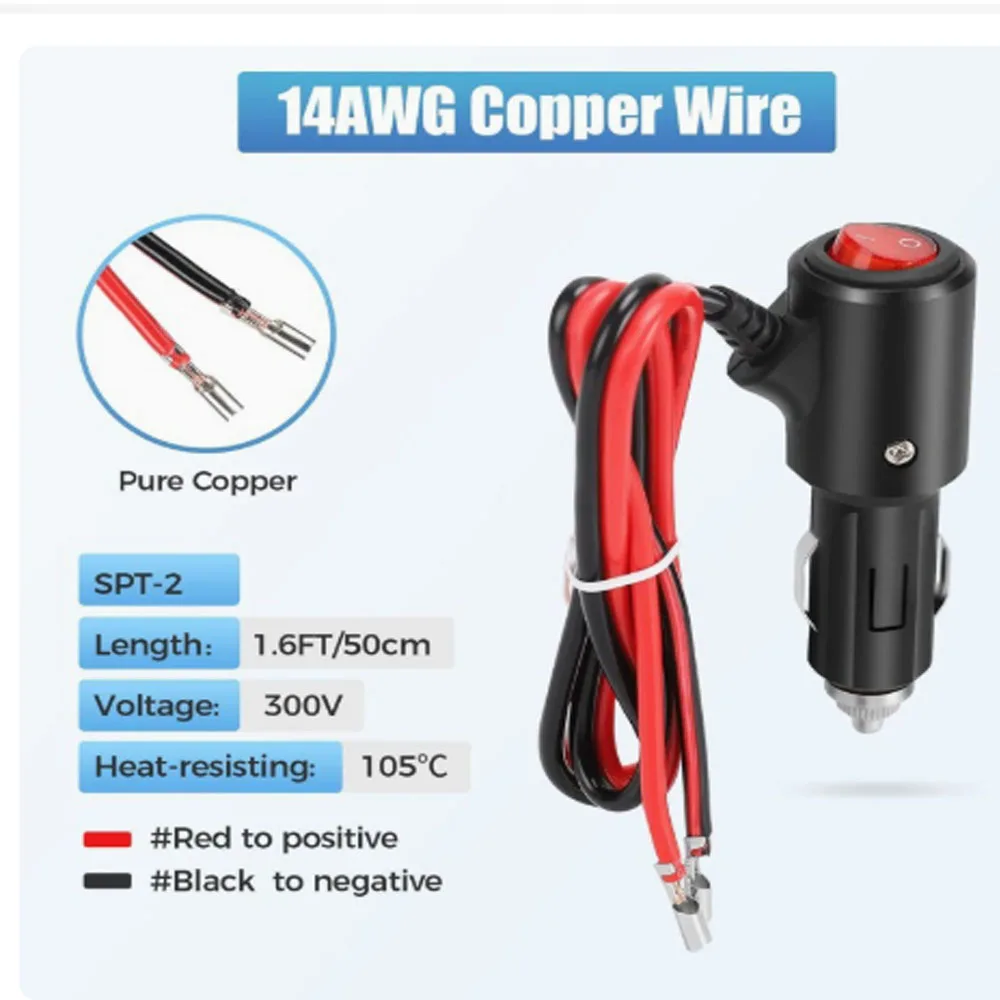 

Portable 12V Car Cigarette Lighter Male Plug Extension Cord With On Off Switch Button Auto Charger Power Socket Extension Cable