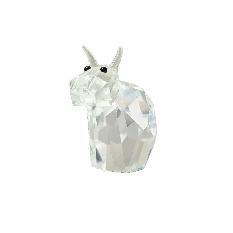 Exquisite Crystal Ox Statue Bull Figurine Clear Crystal Home Living Room Office Bedroom Decor Creative Gift