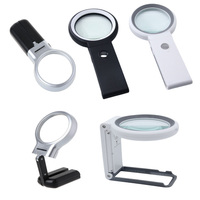 Handheld Desktop Magnifying Glass 3X 10X 30X Len Multifunction Folding 3 Times with LED Light for The Elderly Reading Magnifier