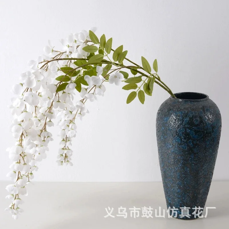 Purple Artificial Wisteria Flower Garland Fake, Hanging Vine Bouquet Wedding Party Hall, Ceiling Home Garden Decor Floral Orname