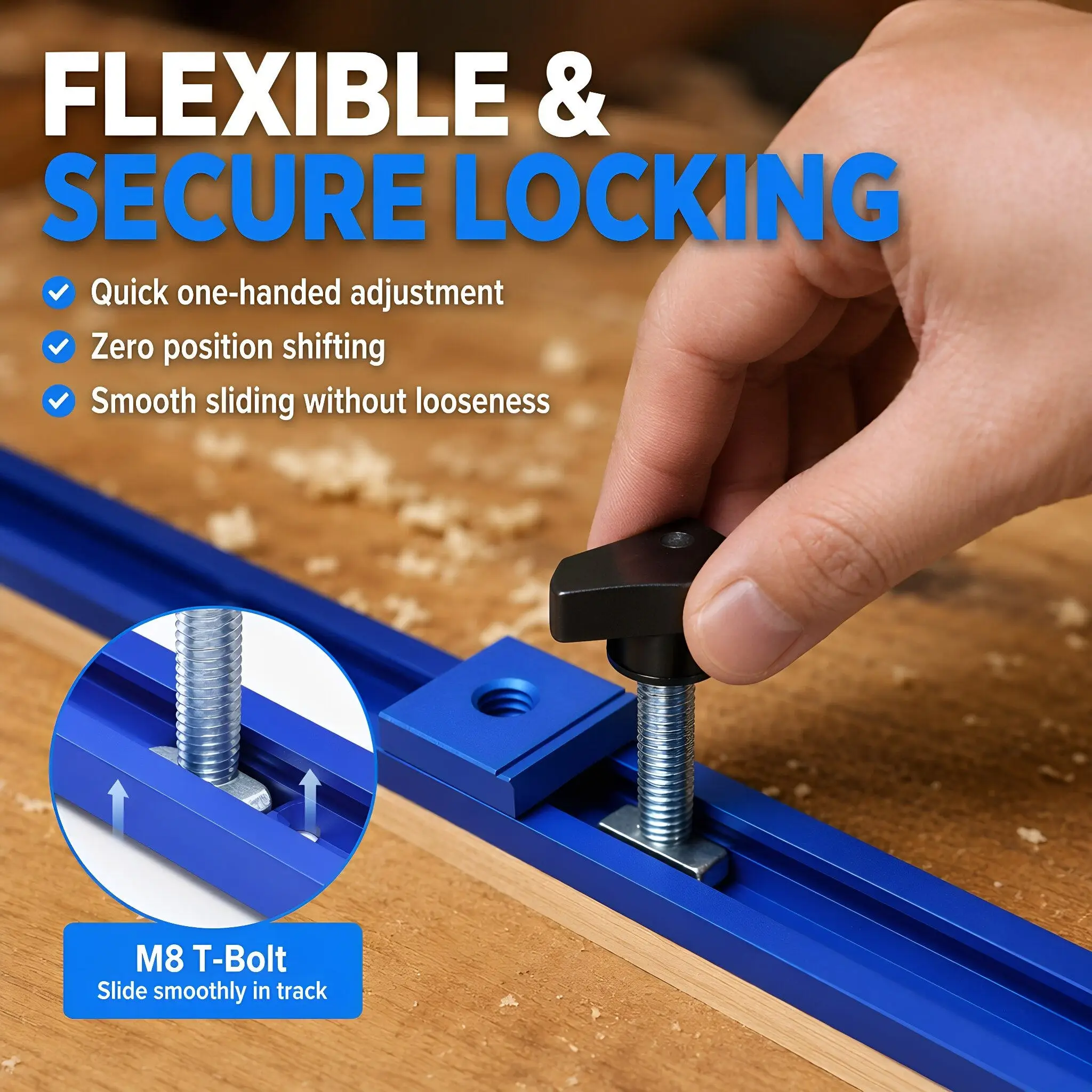 1Set Woodworking Crosscut Sled Kit Aluminum Table Saw Sled Runners T Slot Rail System Adjustable M8 Star Knob Table Saw Fence