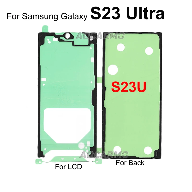 Aocarmo For Samsung Galaxy S23 Ultra S23U Back Battery Rear Cover Waterproof Sticker Glue Front Screen LCD Adhesive Replacement