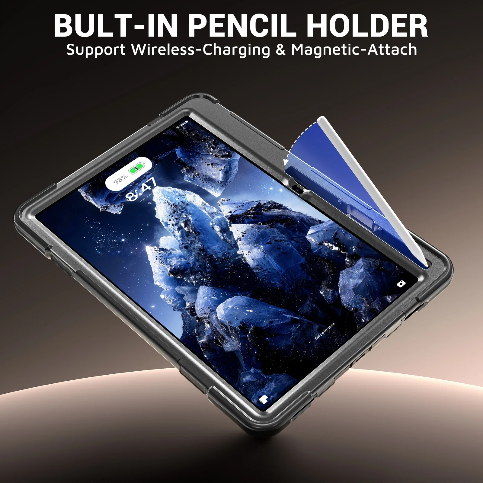 360 Rotatable Rugged Case For Samsung Galaxy Tab S12 Plus 2026 12.4 inch SM-X840 SM-X846 Heavy Duty Hybrid Kickstand Armor Cover
