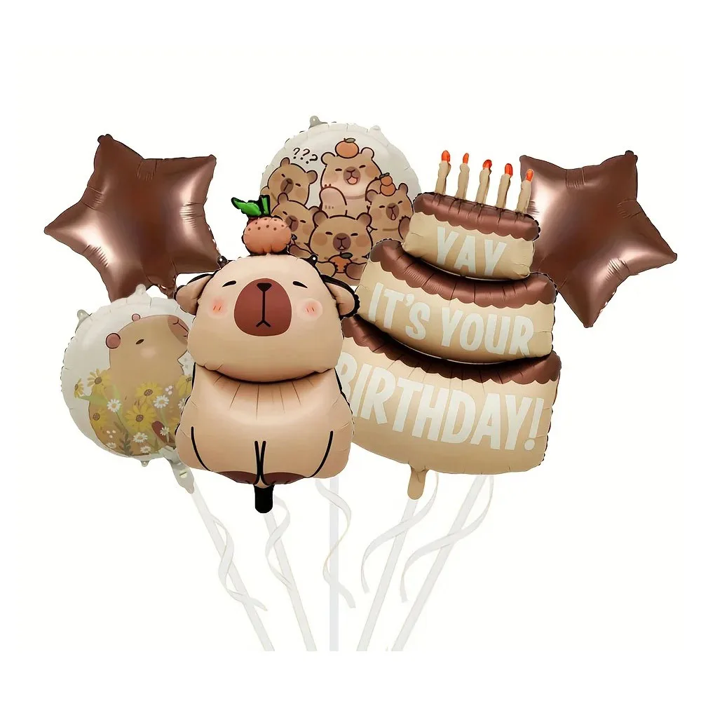1 ensemble de ballons en aluminium Capybara, animaux de dessin animé, décoration de fête d'anniversaire pour enfant, fournitures cadeaux pour réception-cadeau pour bébé