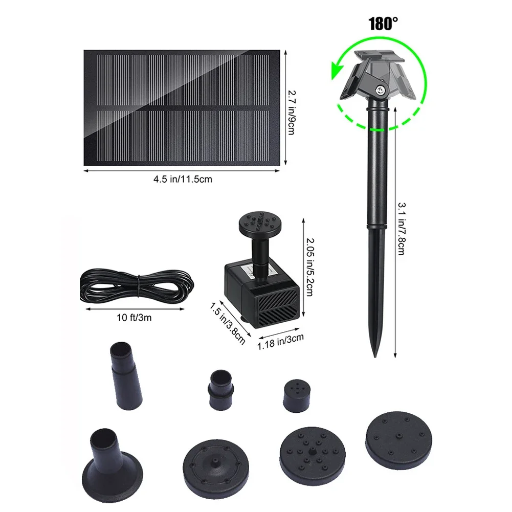 5V Solar Powered Pump for Water Fountains Bird Baths Yard Garden Supplies Ponds Fish Tank and Aquarium Decorations