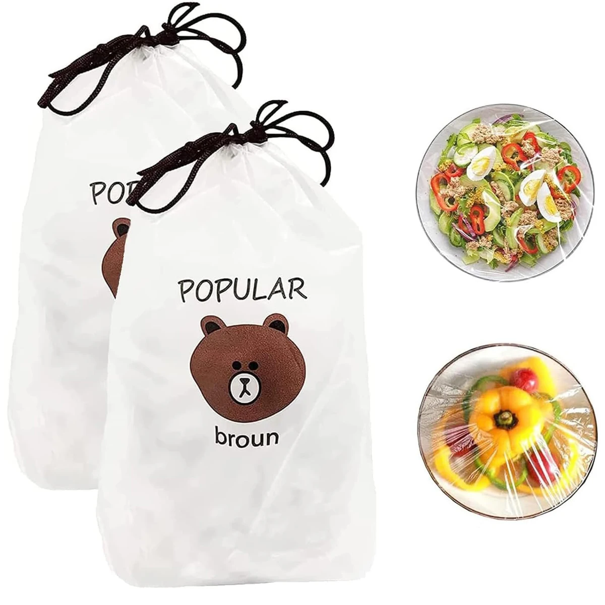 

200pcs Disposable Food Cover Fruit Vegetable Storage Bag Elastic Plastic Bag Kitchen Fresh Keeping Bag Refrigerator Accessories