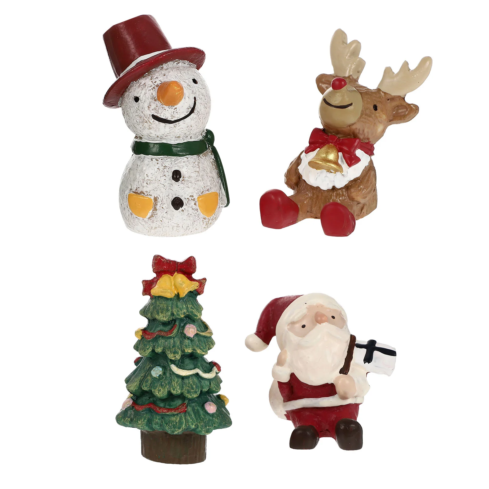 

4 Pcs Christmas Ornaments Crafts Xmas Fish Tank Decor Toy Room Mini Landscape Resin